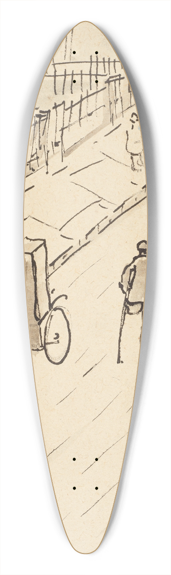 Raymond McIntyre - London street with organ grinder 39.3 inch art pintail longboard deck