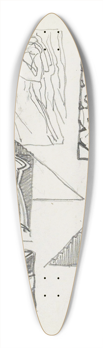 Reijer Stolk - Studieblad, onder andere met figuren en dierenkoppen 39.3 inch art pintail longboard deck