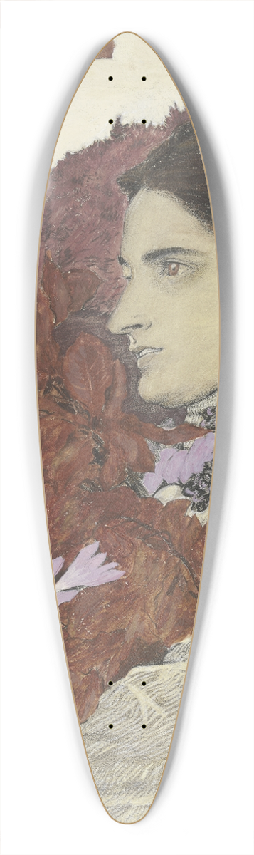Reinhold Max Eichler - Woman with a flower bouquet 39.3 inch art pintail longboard deck