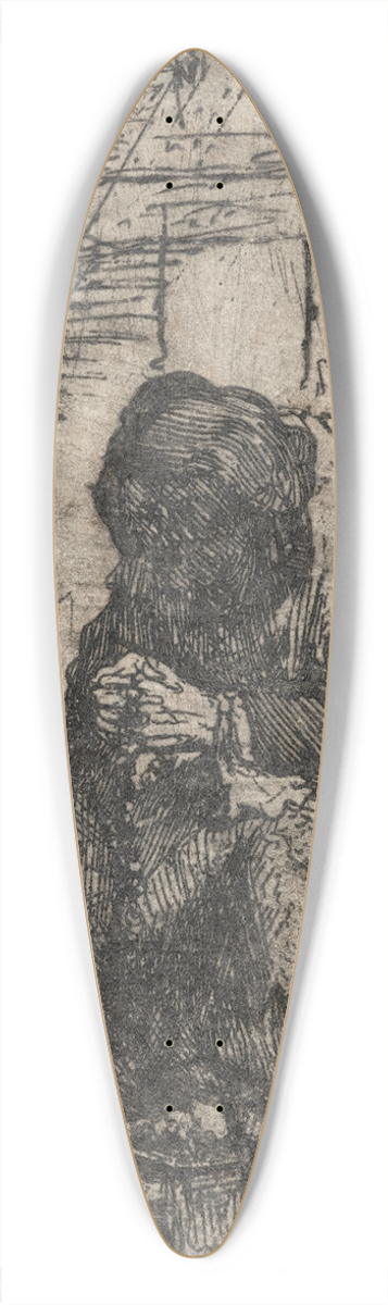Rembrandt van Rijn - Old Woman seated in a Cottage with a String of Onions on the Wall 39.3 inch art pintail longboard deck