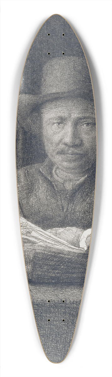 Rembrandt van Rijn - Self-Portrait etching at a window 39.3 inch art pintail longboard deck