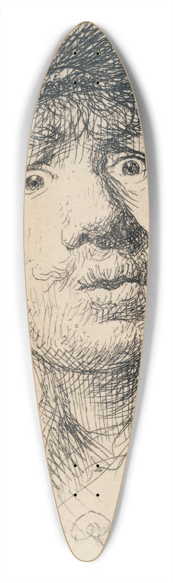Rembrandt van Rijn - Self-Portrait in a Cap, wide-eyed and open-mouthed 39.3 inch art pintail longboard deck
