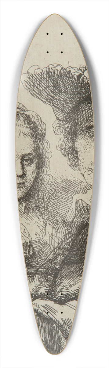 Rembrandt van Rijn - Self-portrait with Saskia 39.3 inch art pintail longboard deck