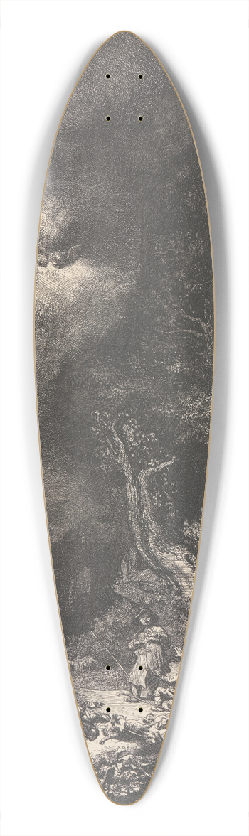 Rembrandt van Rijn - The Angel Appearing to the Shepherds 39.3 inch art pintail longboard deck
