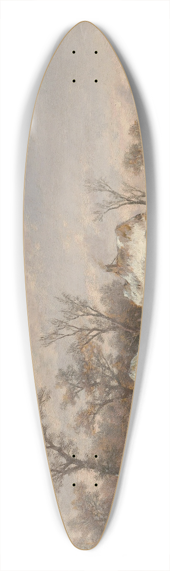 Remigius Adrianus van Haanen - Winter landscape with decorative figures 39.3 inch art pintail longboard deck
