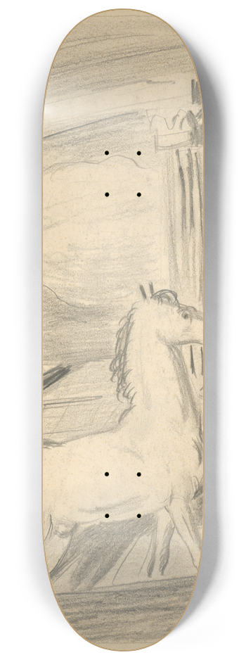 Cyprin Majernk - Sketch for the Painting Lonely Horse 8.25 inch art skate deck