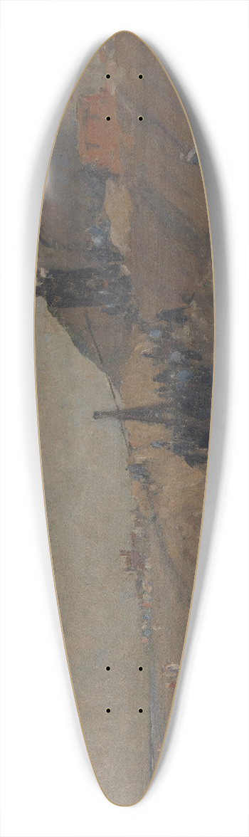 Richard Baseleer - Dike Building on the Beach at Knokke 39.3 inch art pintail longboard deck