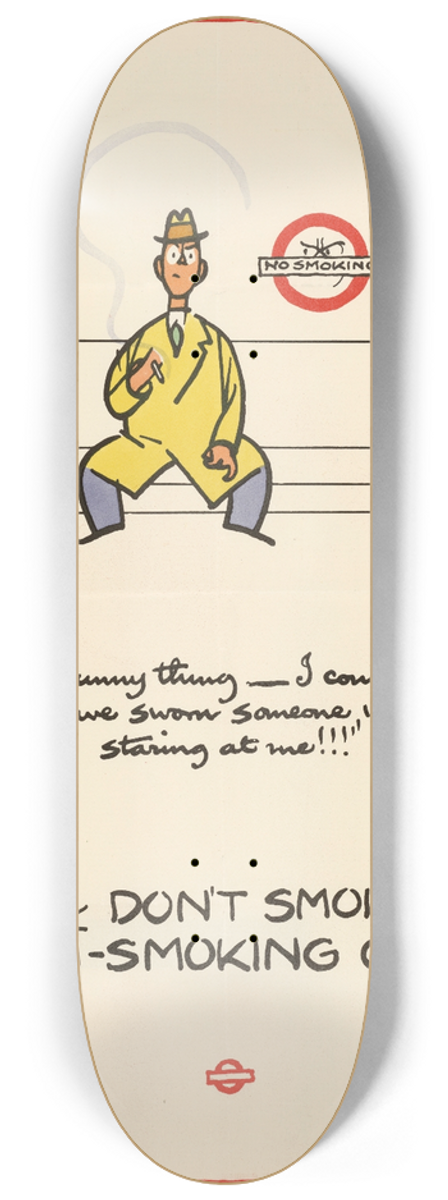 Cyril Kenneth Bird (Fougasse)  - Please Dont Smoke in a Non-Smoking Car 8.25 inch art skate deck