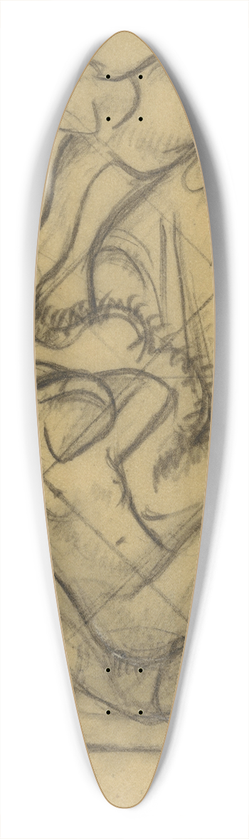 Richard Nicolas Roland Holst - Ontwerp met geklede en naakte vrouw 39.3 inch art pintail longboard deck