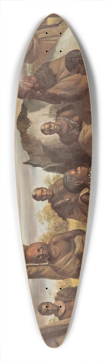Robert Dowling - Group of natives of Tasmania 39.3 inch art pintail longboard deck