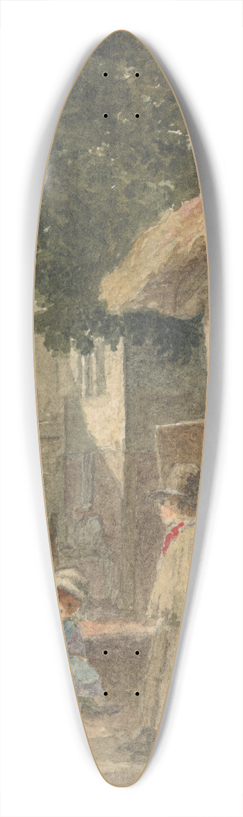 Robert Hills - Children With a Dog in Farmyard 39.3 inch art pintail longboard deck