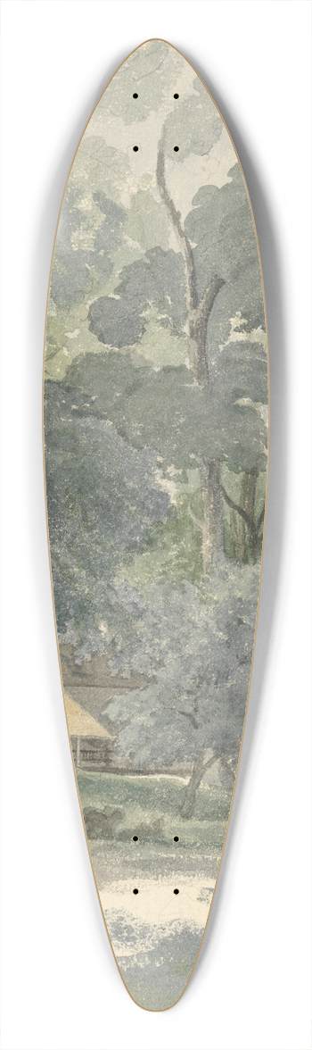 Robert Hills - Trees and Barns in Ashstead Park, Surrey 39.3 inch art pintail longboard deck