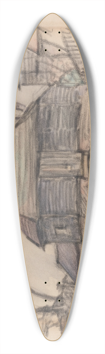 Robert Polhill Bevan - A Sussex Barn. 39.3 inch art pintail longboard deck