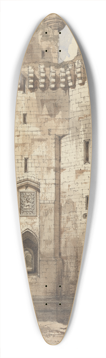 Robert William Billings - Caerlaverock Castle Entrance Gateway and Flanking Towers 39.3 inch art pintail longboard deck