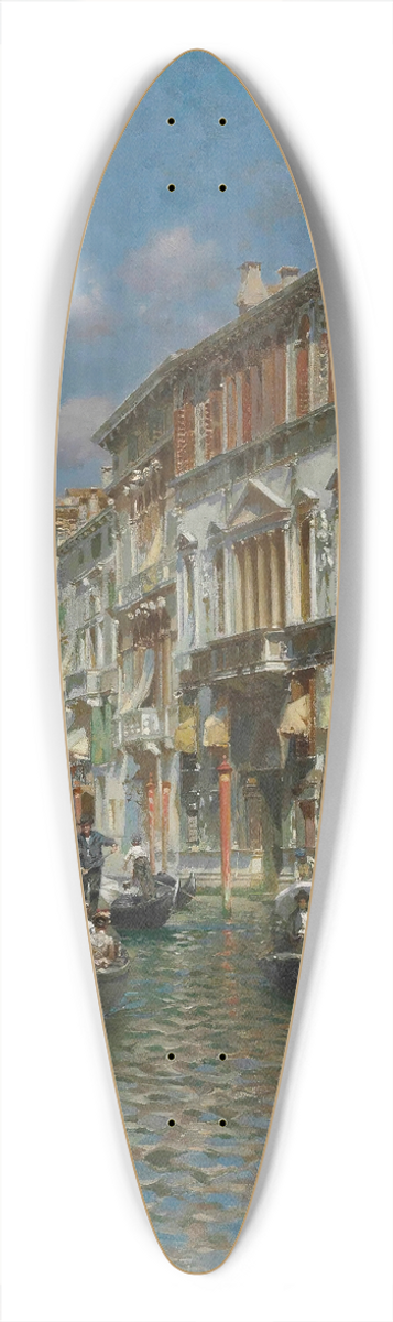 Rubens Santoro - Gondolas On The Grand Canal, Venice 39.3 inch art pintail longboard deck
