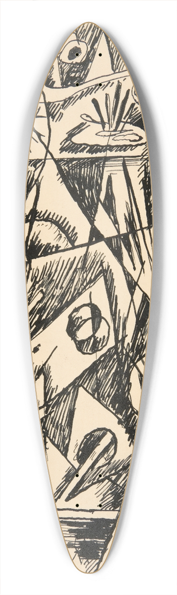 Rudolf Bauer - Untitled (AbstractForms) 39.3 inch art pintail longboard deck