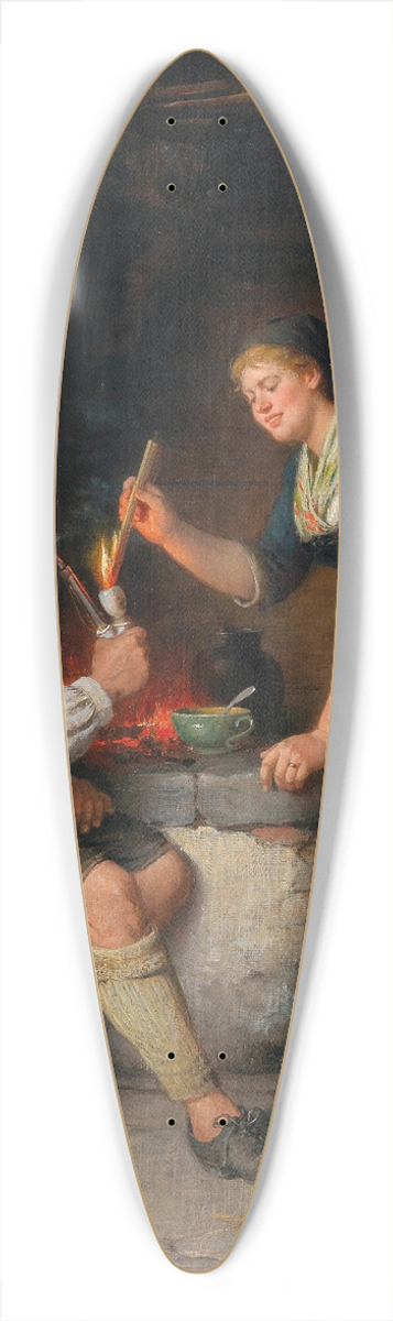 Rudolf Epp - Young Couple by the Fireplace 39.3 inch art pintail longboard deck