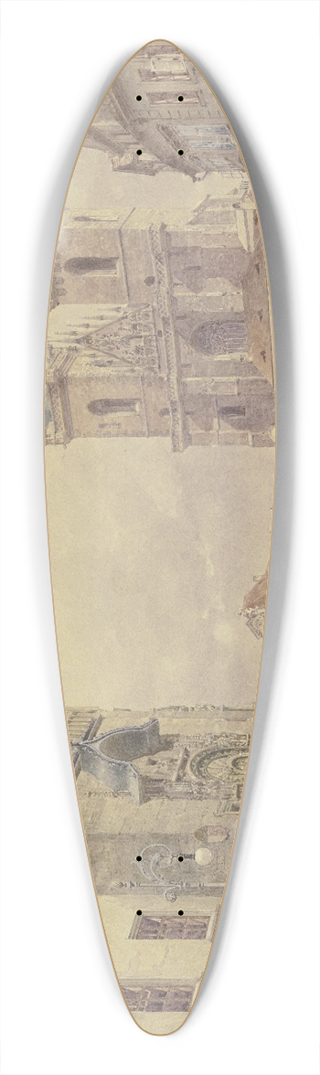 Rudolf von Alt - Blick auf die Teynkirche und die Mariensule am Altstdter Ring zu Prag 39.3 inch art pintail longboard deck
