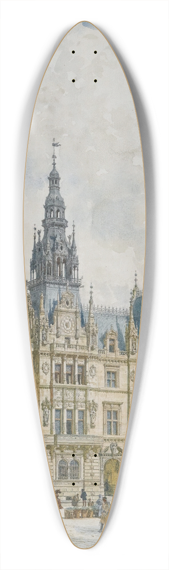 Rudolf von Alt - Rathausgebude Im Renaissancestil (Renaissance Style Town Hall) 39.3 inch art pintail longboard deck