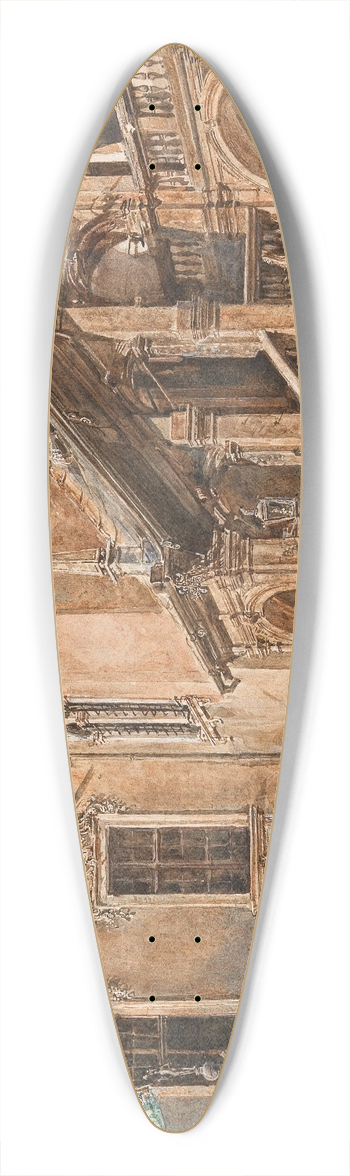 Rudolf von Alt - The Arcaded Courtyard of the Landhaus in Graz 39.3 inch art pintail longboard deck