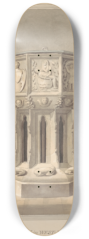 Daniel Lysons - Ancient Font in West Drayton Church, Middlesex 8.25 inch art skate deck