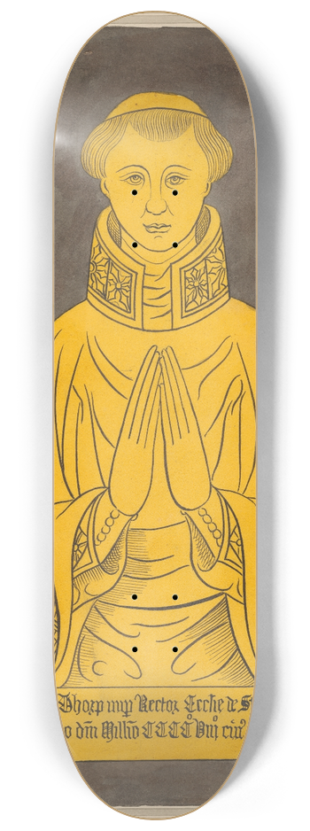 Daniel Lysons - Brass Plate for Richard de Thorp, from Stanwell Church 8.25 inch art skate deck