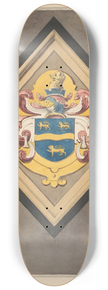 Daniel Lysons - Coat of Arms in Chancel at Bedfont Church 8.25 inch art skate deck