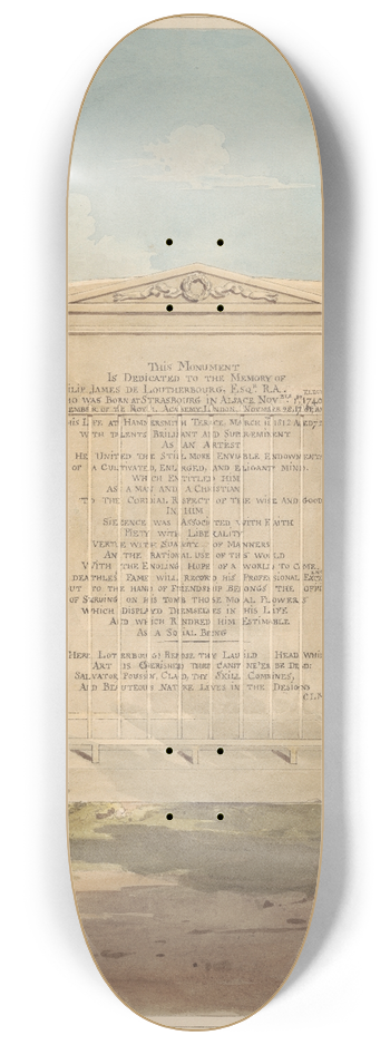 Daniel Lysons - Tomb of Philip James de Loutherbourg, from Chiswick Churchyard 8.25 inch art skate deck