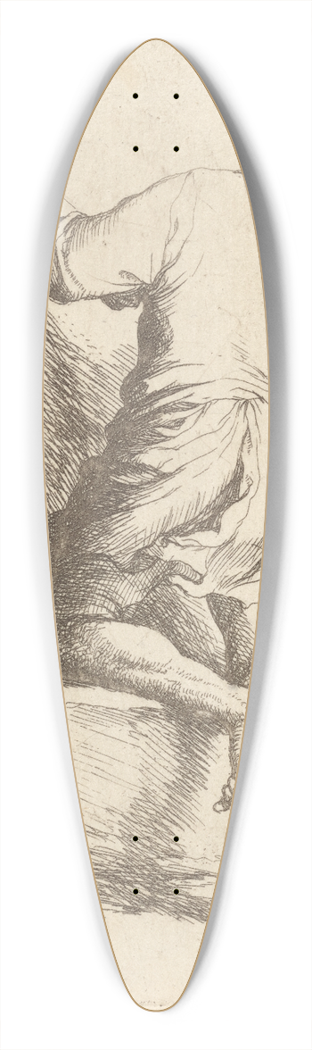 Salvator Rosa - Man with Staff Seen from Behind 39.3 inch art pintail longboard deck