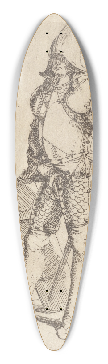 Salvator Rosa - Soldier, Standing, Holding a Cane, Facing Left 39.3 inch art pintail longboard deck
