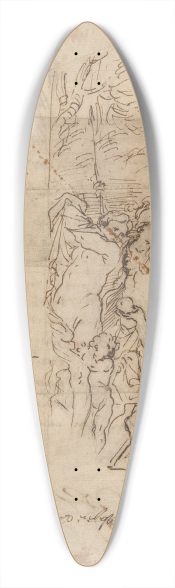 Salvator Rosa - Study for a Judgment of Paris and Other Figure Studies 39.3 inch art pintail longboard deck