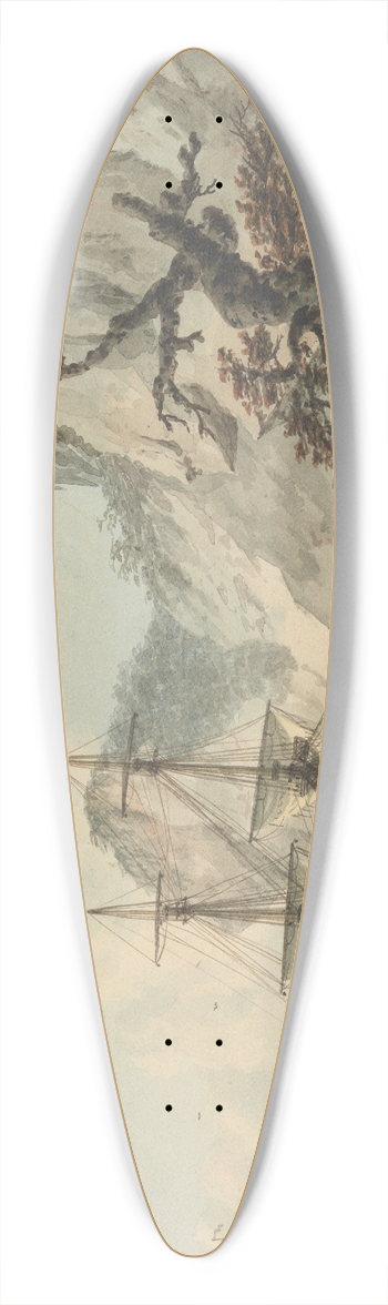 Samuel Atkins - Merchant Ship off Shore 39.3 inch art pintail longboard deck