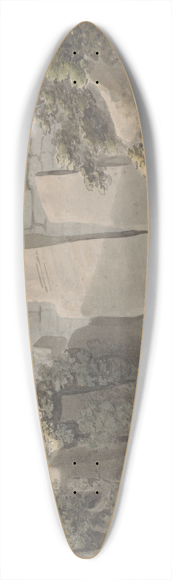 Samuel Davis - Native and Horseman by a Ruin 39.3 inch art pintail longboard deck