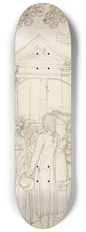 Daniel Nikolaus Chodowiecki - Clarissa steht vor einem Kirchenportal 8.25 inch art skate deck