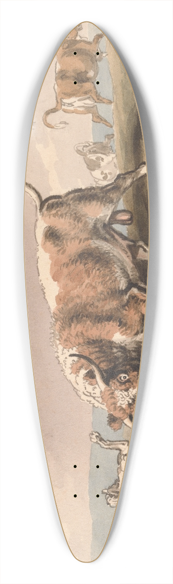Samuel Howitt - A Bull Attacking a Dog 39.3 inch art pintail longboard deck