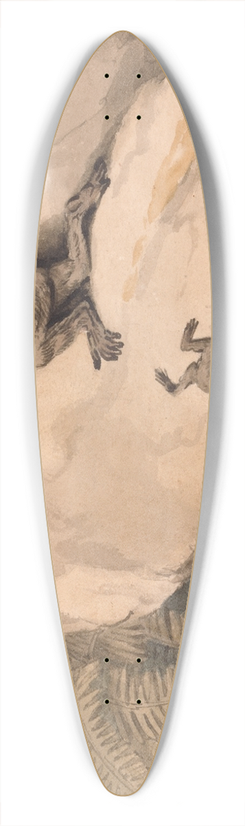 Samuel Howitt - A Monkey and Young 39.3 inch art pintail longboard deck