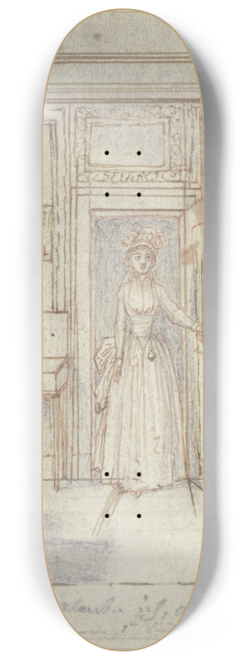 Daniel Nikolaus Chodowiecki - Ein Zimmer, in dem links ein Arbeitstisch und ein Spinett stehen 8.25 inch art skate deck