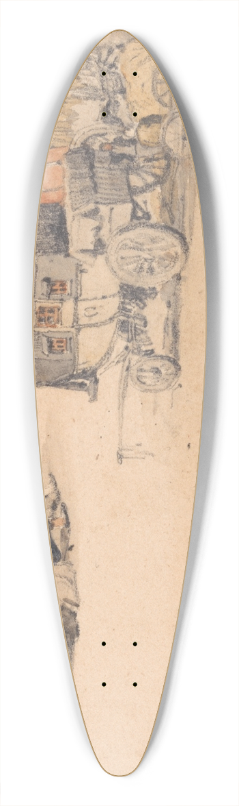 Samuel Prout - Studies of Peasants, Diligences, and Hay Wagons 39.3 inch art pintail longboard deck