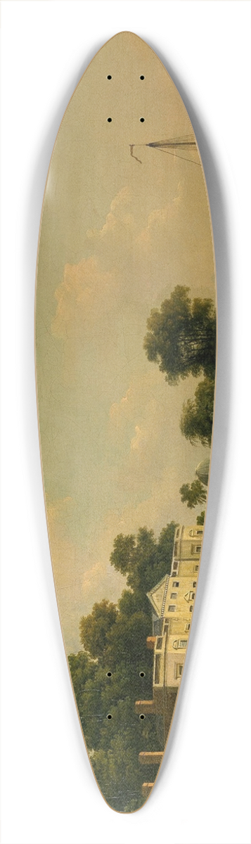 Samuel Scott - A View of Alexander Popes Villa, Twickenham, on the Banks of the Thames 39.3 inch art pintail longboard deck