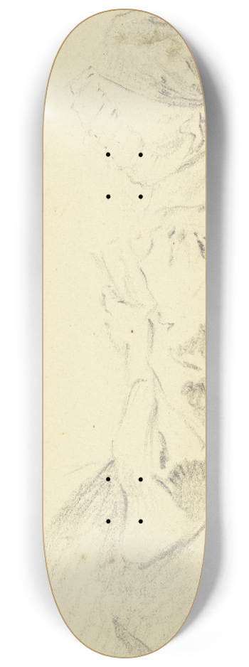 Daniel Nikolaus Chodowiecki - Sitzende Frau mit Haube, nach links gewandt, dreiviertel vom Rcken gesehen, mit Spielkarten in der Hand, links oben ein Mdchenkopf 8.25 inch art skate deck