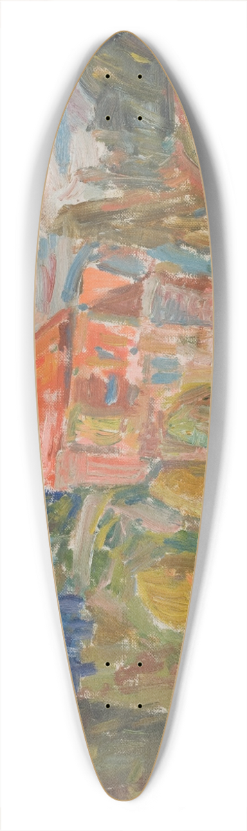 Sasza Blonder - Landscape with a Red House 39.3 inch art pintail longboard deck