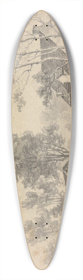 Sawrey Gilpin - Dwelling on a Riverbank 39.3 inch art pintail longboard deck