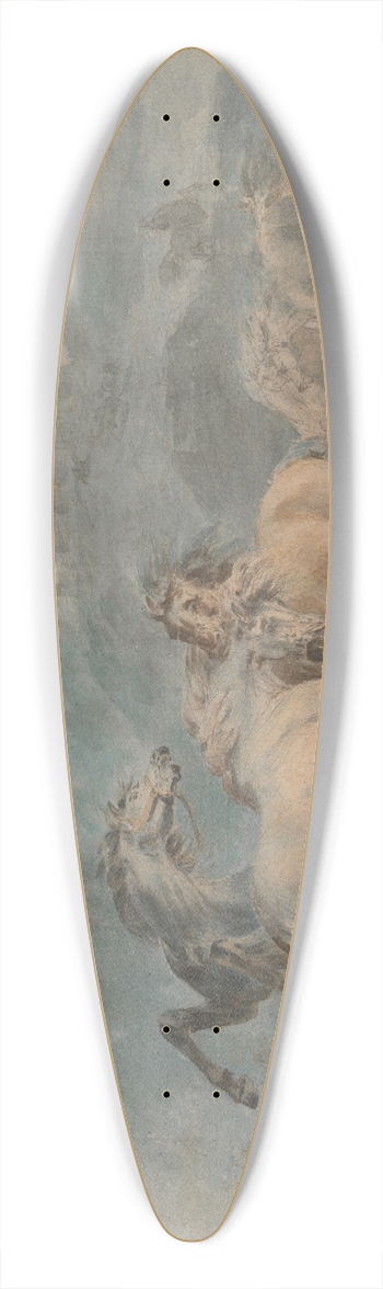 Sawrey Gilpin - Horses Fighting 39.3 inch art pintail longboard deck