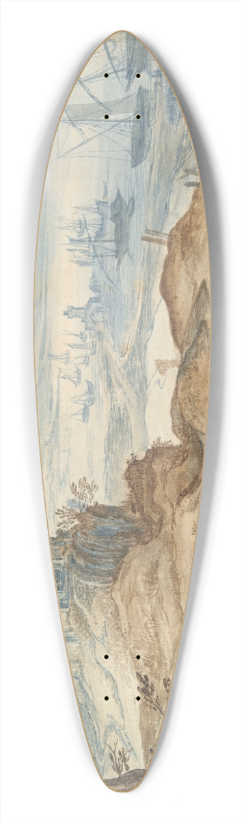 School of Jan Brueghel the Elder - Castle on theSeashore 39.3 inch art pintail longboard deck