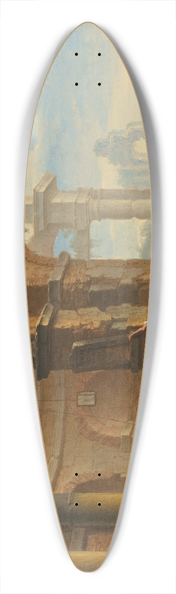 Sebastiano Ricci - A capriccio with figures conversing by classical ruins 39.3 inch art pintail longboard deck