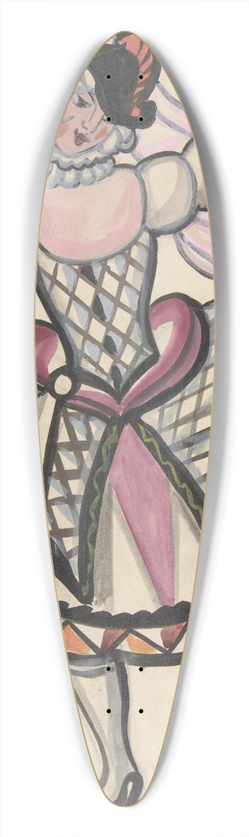 Sergey Yurievich Sudeikin - Woman in a harlequin costume holding a mask 39.3 inch art pintail longboard deck