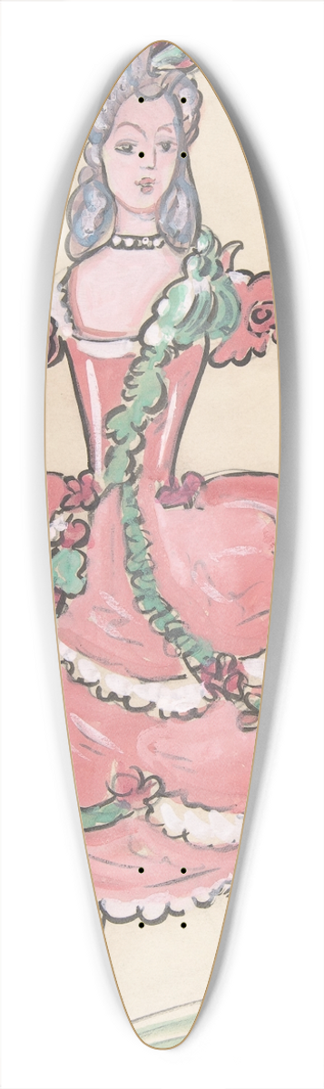 Sergey Yurievich Sudeikin - Woman in an elegant pink and green gown 39.3 inch art pintail longboard deck