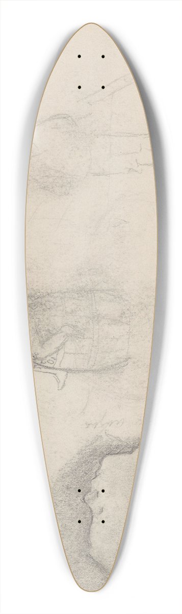 Signe Scheel - Barneportrett; studier av barn; riss av fugler 39.3 inch art pintail longboard deck