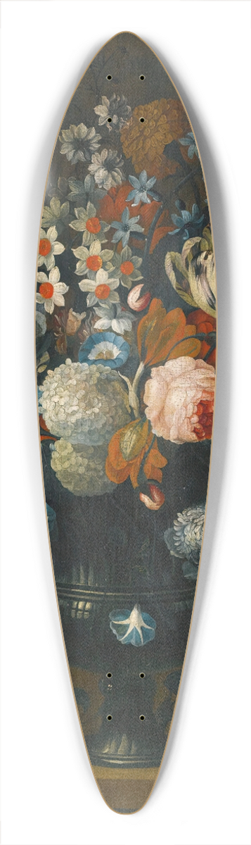 Simon Hardim - Still Life Of Roses, Variegated Tulips, Peonies, Daffodils And Other Flowers In A Sculpted Vase 39.3 inch art pintail longboard deck