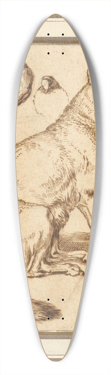Sinibaldo Scorza - A Wolf and Two Doves 39.3 inch art pintail longboard deck